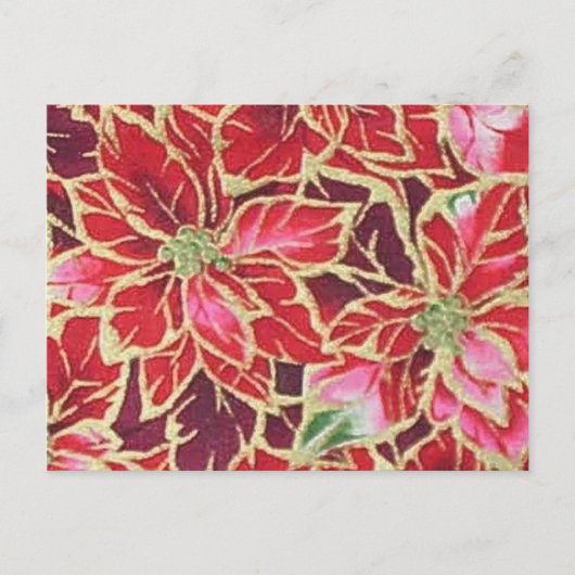 Holiday Poinsettia Red Gold Pink Burgundy Briefkaa Feestdagenkaart (Voorkant)