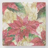 Holiday Poinsettia Stenen Onderzetter (Voorkant)