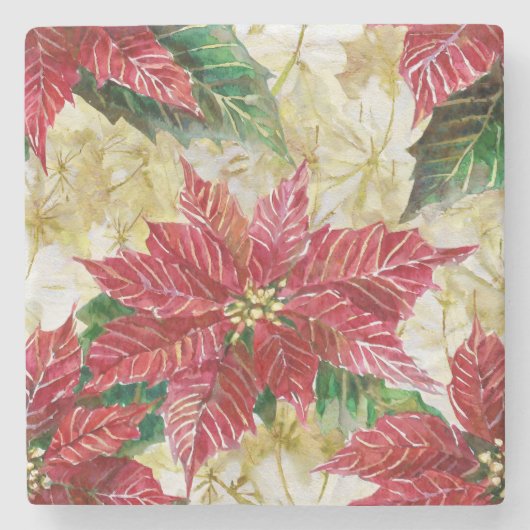 Holiday Poinsettia Stenen Onderzetter (Voorkant)