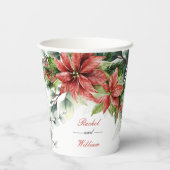 Holiday Poinsettia Weddenschap Paper Cups Papieren Bekers (Achterkant)