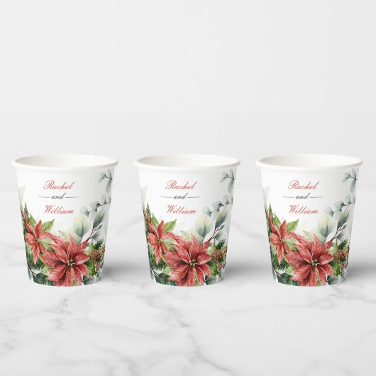 Holiday Poinsettia Weddenschap Paper Cups Papieren Bekers (Multi)