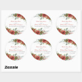 Holiday Poinsettia Wedding Classic Round Sticker (Vel)