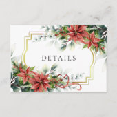 Holiday Poinsettia Wedding Details Enclosure Kaart (Voorkant)