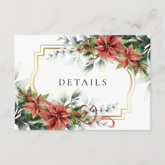 Holiday Poinsettia Wedding Details Enclosure Kaart (Voorkant)