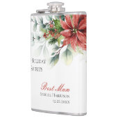 Holiday Poinsettia Wedding Flask for Groomsmen Heupfles (Links)