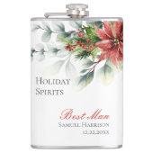 Holiday Poinsettia Wedding Flask for Groomsmen Heupfles (Voorkant)