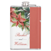 Holiday Poinsettia Wedding Flask for Groomsmen Heupfles (Achterkant)