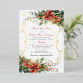 Holiday Poinsettia Wedding Folie Uitnodiging (Staand Voorkant)