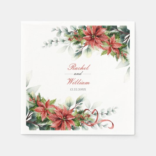 Holiday Poinsettia Wedding Paper Napkins Servet (Voorkant)
