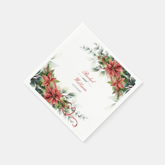 Holiday Poinsettia Wedding Paper Napkins Servet (Hoek)