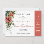 Holiday Poinsettia Wedding Save the Date Kaart (Voorkant)