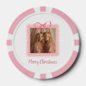 Holiday Poker Chip – Family Photo with Pink Bow (Voorkant)