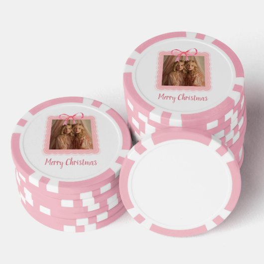 Holiday Poker Chip – Family Photo with Pink Bow (Opstapeling)