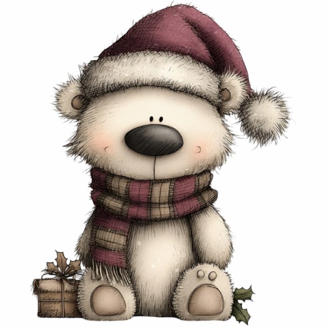  Holiday Polar Bear Cheer Staand Fotobeeldje (Voorkant)