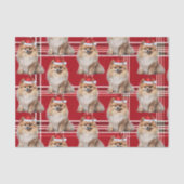 Holiday Pomeranian Dog Red Plaid Christmas Tissuepapier (Voorkant)
