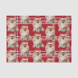Holiday Pomeranian Dog Red Plaid Christmas Tissuepapier