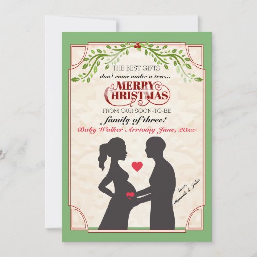 Holiday Pregnancy Announcement (Bald Man) Feestdagenkaart (Voorkant)