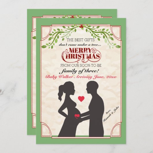 Holiday Pregnancy Announcement (Bald Man) Feestdagenkaart (Voorkant / Achterkant)