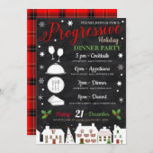 Holiday Progressive Dinner Party Uitnodiging (Voorkant / Achterkant)