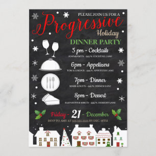 Holiday Progressive Dinner Party Uitnodiging