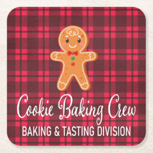 Holiday Pset Gingerbrood Cookie Baking Kartonnen Onderzetters