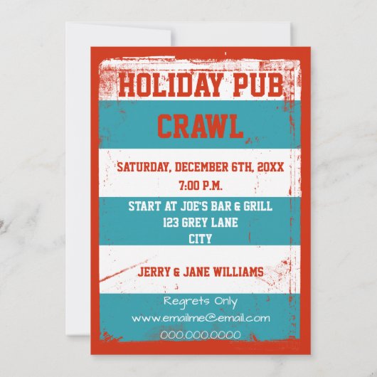 Holiday Pub Crawl/Beer Crawl Kaart (Achterkant)