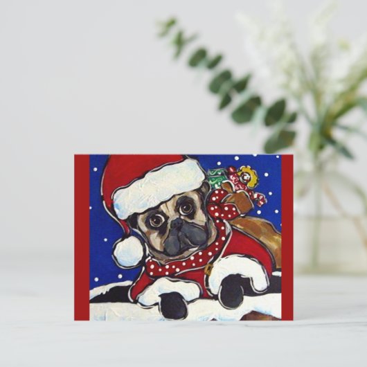 Holiday Pug Feestdagenkaart (Staand voorkant)