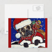 Holiday Pug Feestdagenkaart (Voorkant / Achterkant)