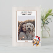 Holiday Pun Waterverf Golden Doodle Folie Kaart (Staand Voorkant)