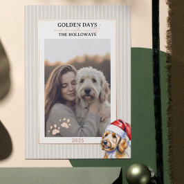 Holiday Pun Waterverf Golden Doodle Folie Kaart