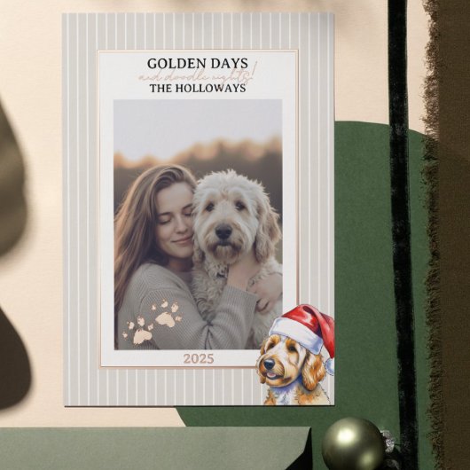 Holiday Pun Waterverf Golden Doodle Folie Kaart
