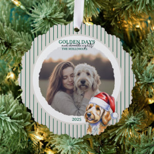 Holiday Pun Waterverf Golden Doodle Ornament Kaart