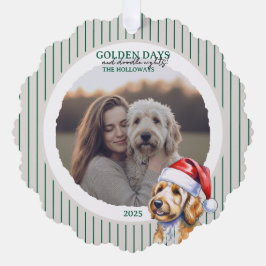 Holiday Pun Waterverf Golden Doodle Ornament Kaart