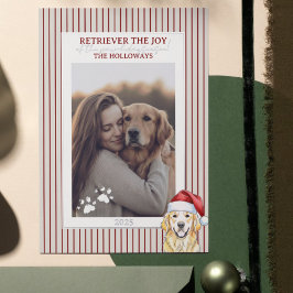 Holiday Pun Waterverf Golden Retriever Folie Kaart
