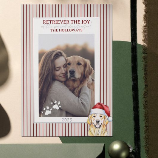 Holiday Pun Waterverf Golden Retriever Folie Kaart