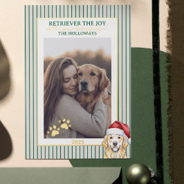 Holiday Pun Waterverf Golden Retriever Folie Kaart