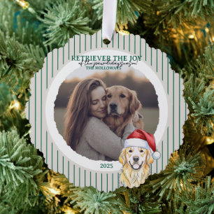 Holiday Pun Waterverf Golden Retriever Ornament Kaart