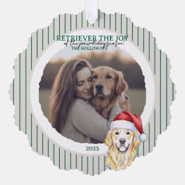 Holiday Pun Waterverf Golden Retriever Ornament Kaart