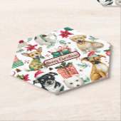 Holiday Puppy Design Watercolor Paper Coaster Kartonnen Onderzetters (Schuin)
