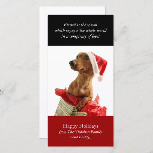 Holiday Puppy Photo Card Feestdagenkaart (Voorkant / Achterkant)