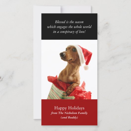 Holiday Puppy Photo Card Feestdagenkaart (Voorkant)