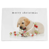 Holiday Puppy Playtime Large Cadeautasje (Voorkant)