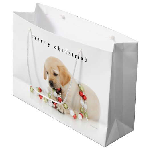 Holiday Puppy Playtime Large Cadeautasje (Voorkant Gekanteld)