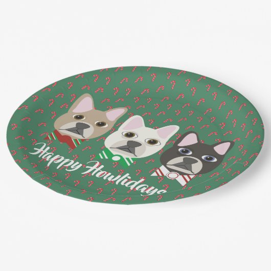 Holiday Pups Candy Cane Papieren Bordje (Gekanteld)