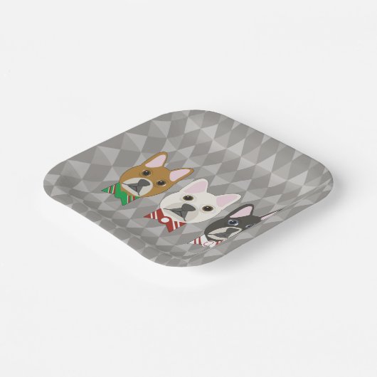 Holiday Pups Gray Diamond Papieren Bordje (Gebogen)