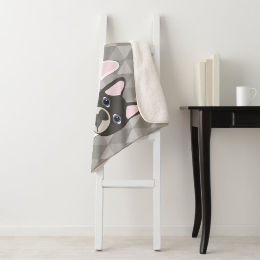 Holiday Pups Gray Diamond Sherpa Deken (In situ)