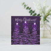 Holiday Purple Christmas Trees Greeting  Feestdagenkaart (Staand voorkant)