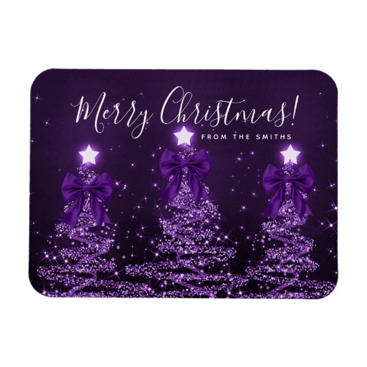 Holiday Purple Christmas Trees Greeting  Magneet (Horizontaal)
