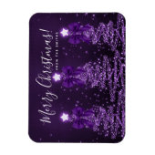 Holiday Purple Christmas Trees Greeting  Magneet (Verticaal)