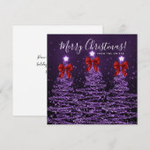Holiday Purple Christmas Trees Greeting Red  Feestdagenkaart (Voorkant / Achterkant)